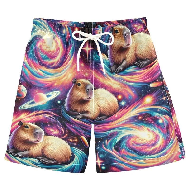 Full Print Cute Animal Capybara Pattern Beach Shorts Pants Mens Oversized Swimming Trunks Quick Dry Surfing Board Shorts