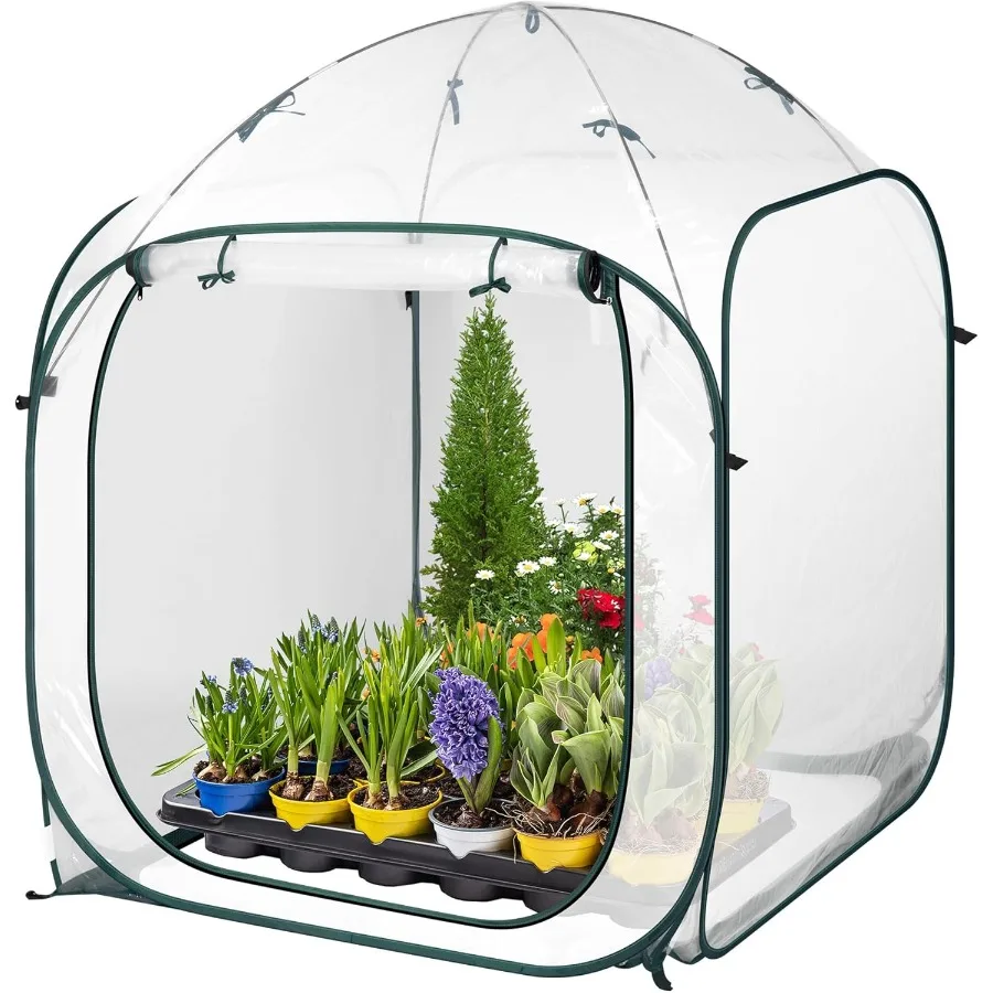 

VIVOSUN 49x49x63Inch Portable Walkin Greenhouse with PVC Cover Detachable Base for Indoor Outdoor Use Instant Popup and Folding