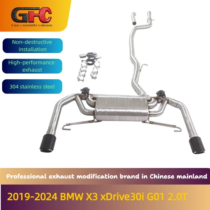 GFC catback Valvetronic Muffler Compatible for 2019-2024 BMW X3 xDrive30i G01 2.0T High- Performance 304Stainless Steel Exhaust