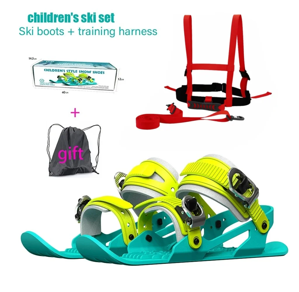 

Children's Mini Short Ski Skates Snowboard Adjuatable Adults Short Snow Skateboard Boots Skiboards Portable for Winter Outdoor