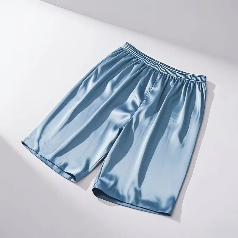 

Glossy Summer Cool Men Loose Lingerie Shorts Plus Size Satin Underwears Sexy Home Bottoms