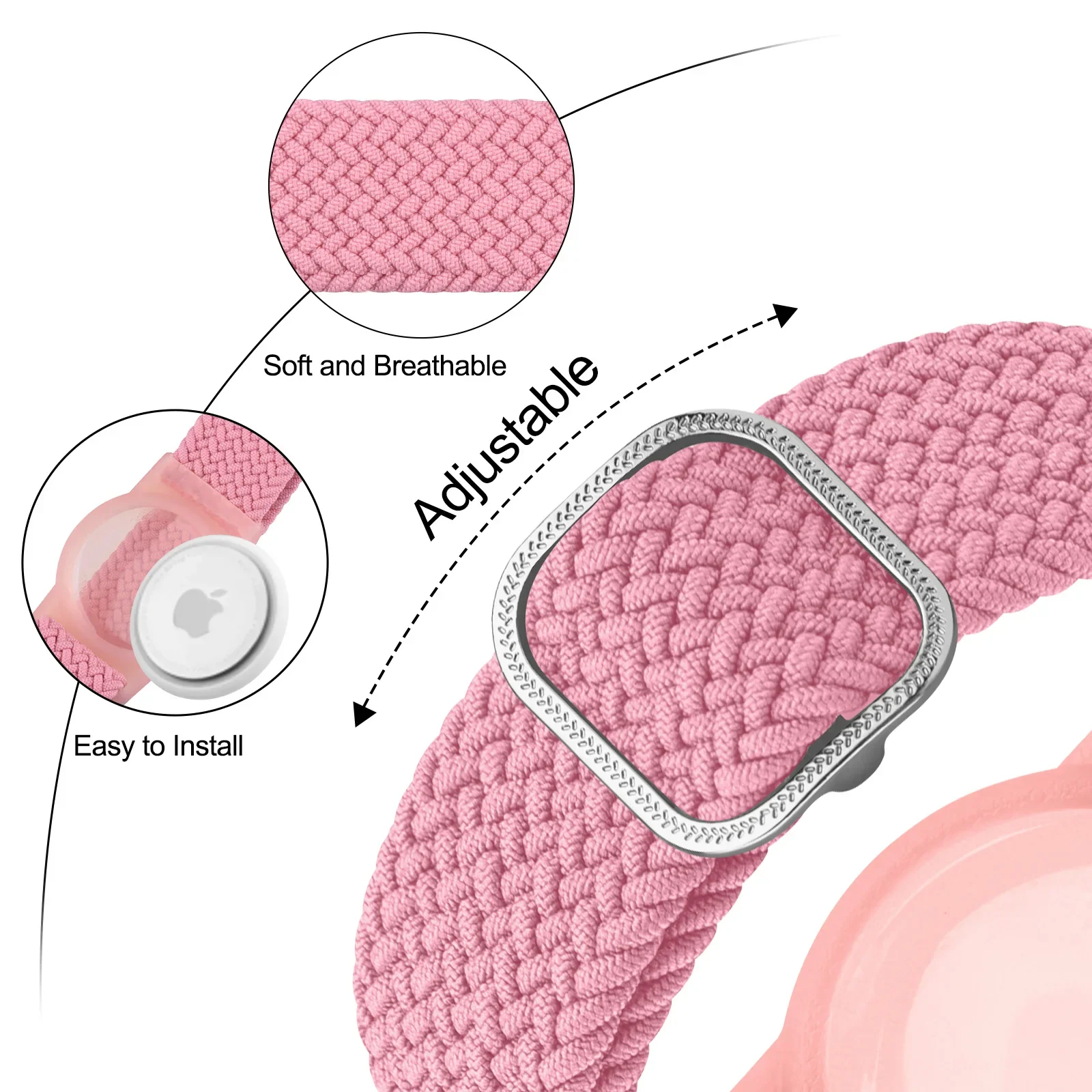 For Apple AirTags Kids Wristband Braided Strap Anti-Scratch Cover Accessories For Airtag GPS Tracker Holder Watch Strap Bracelet