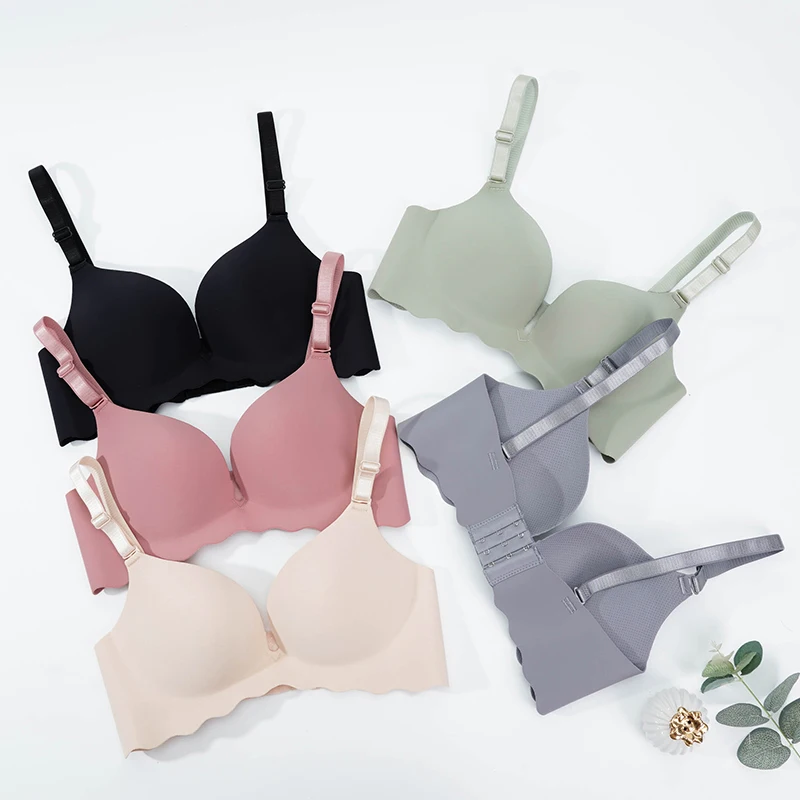 Women Seamless Push Up Bra Wireless One Piece Molded Cup Comfort Everyday Bra Adjustable Strap Solid Color Underwear