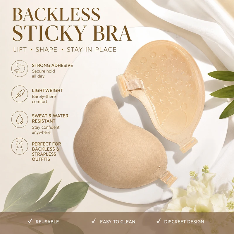 1 Pair Invisible Adhesive Push Up Bra Pads Mango-shaped Strapless Sticky Anti-slip Seamless Bra Women's Underwear Accessories