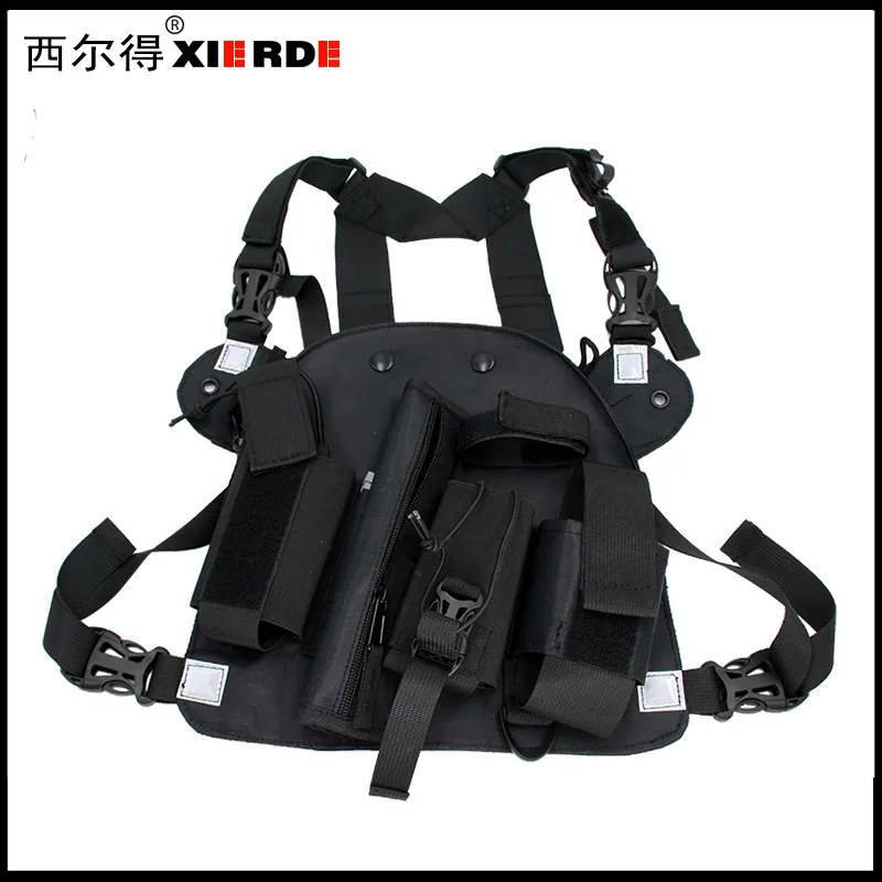 

XIERDE рация радио кобура держатель универсальный нагрудный жилет нейлоновый двухсторонний чехол для радиостанции тактический пакет