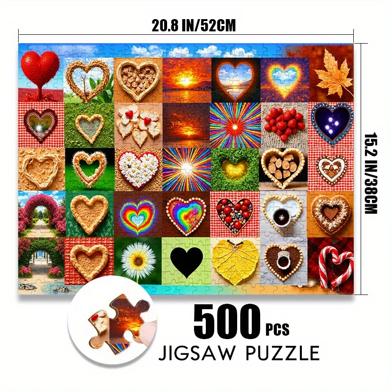 500/1000 elementów Papierowe Puzzle Romantyczne w Stylu Dreamy Healing, Duże Puzzle w Kształcie Serca, Zabawka, Gra dla Dorosłych, Prezent, Gra Interaktywna dla Rodziny P