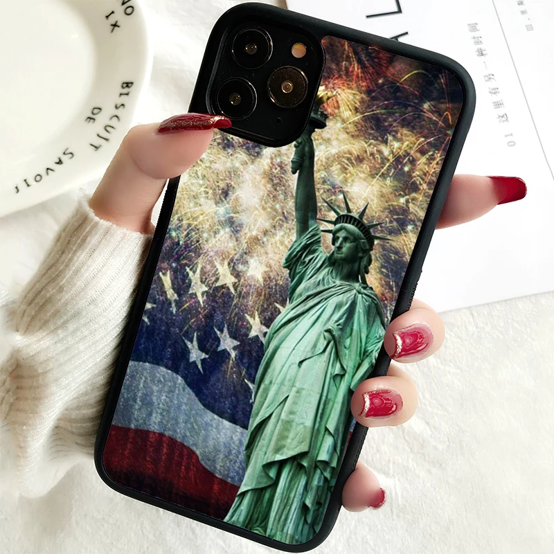 5 5S SE 2020 Phone Cover Case for iPhone 6 6S 7 8 PLUS X XS XR 11 12 13 MINI 14 PRO MAX Rubber Silicone American Flag