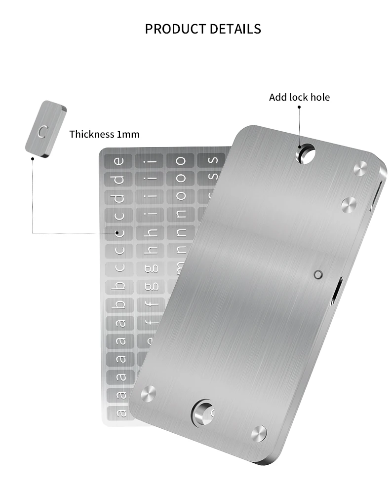 Mnemonic Recovery Phrase Plate – Fireproof Metal Backup for Cold Wallet, BIP39 Compatible