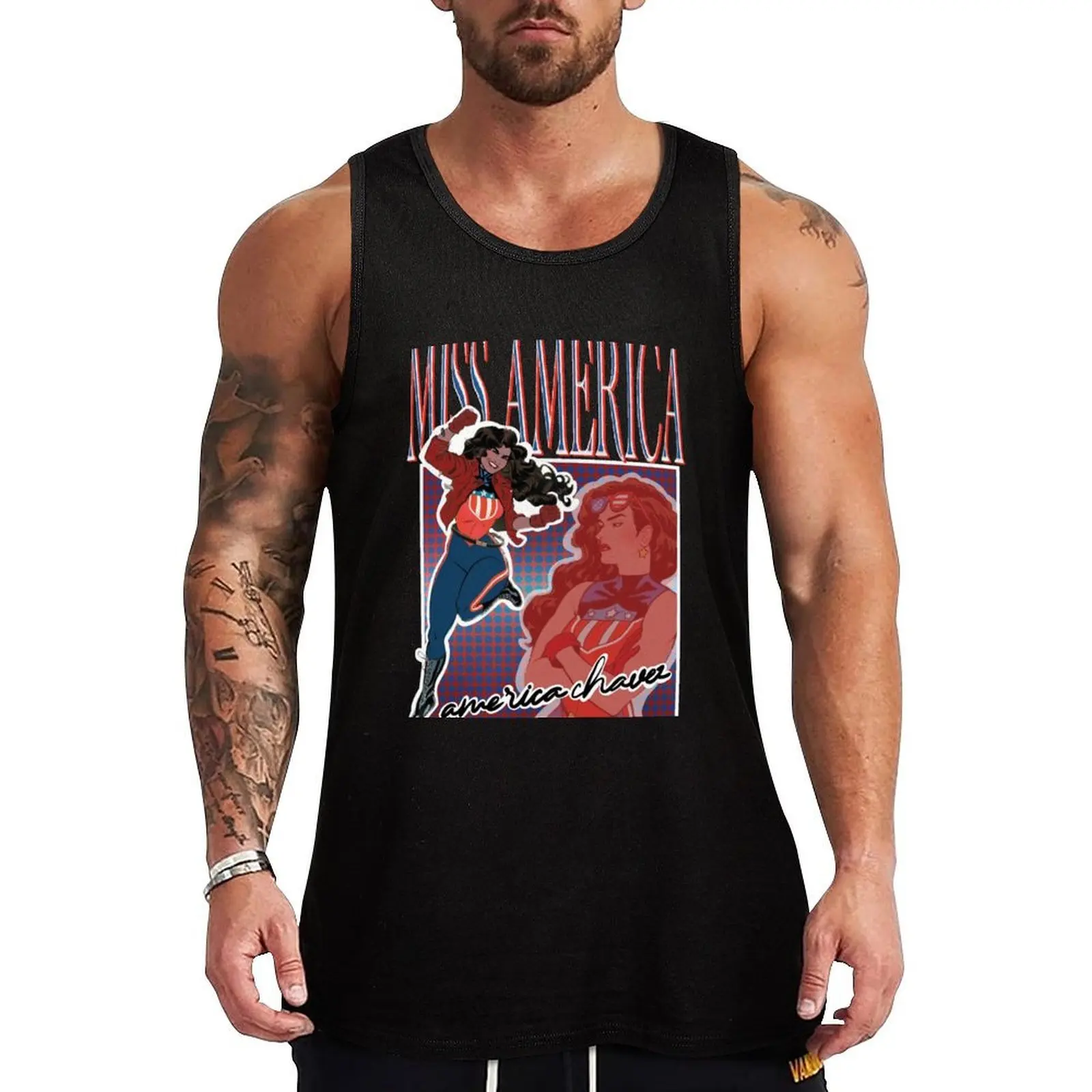 

miss america america chavez Tank Top Men's cotton t-shirt Sleeveless top T-shirt male Vest male