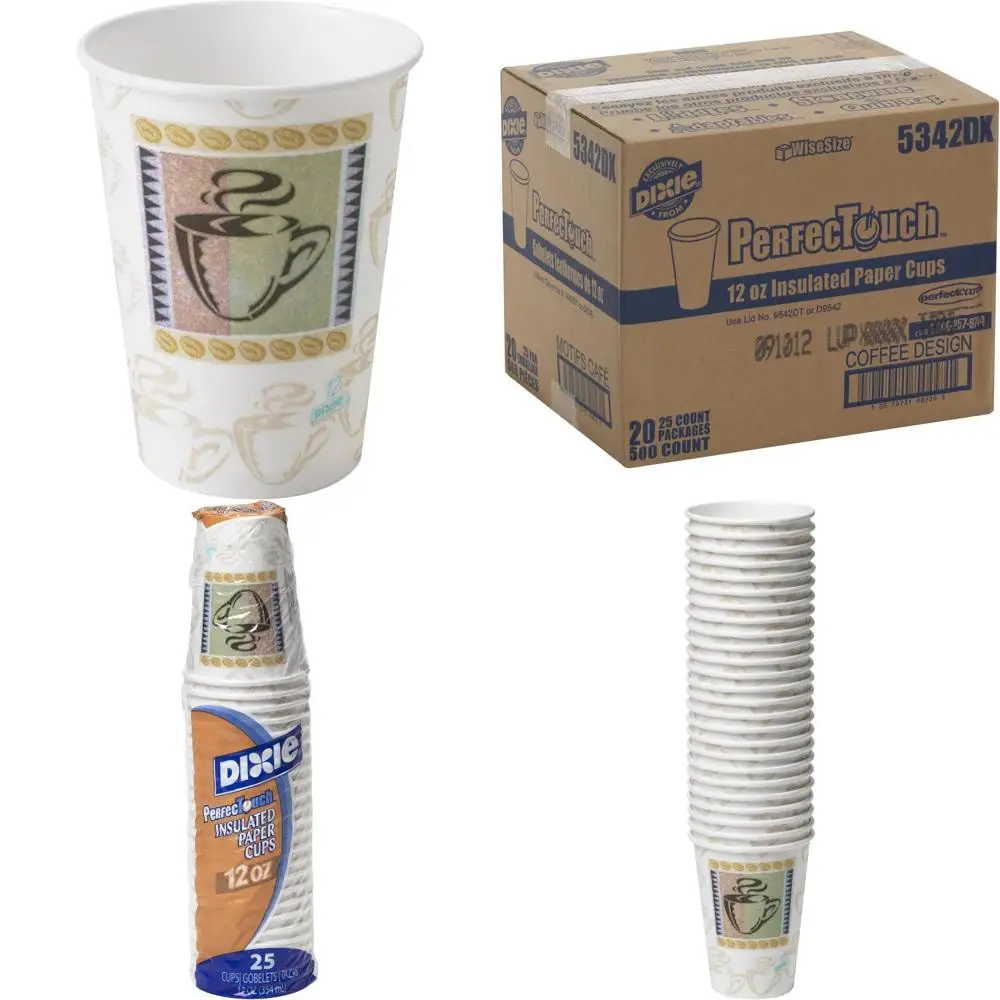 

12oz Insulated Paper Cups, 20 Sleeves Case, 25 Cups per Sleeve