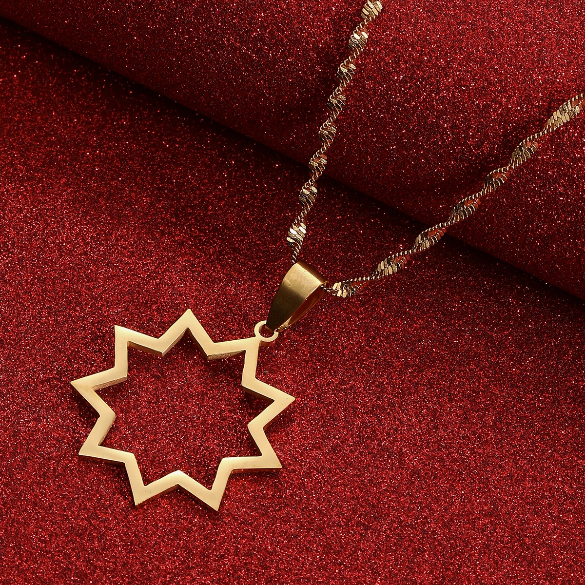 Bahai Faith colgante de estrella de nueve puntas, joyería para mujeres y hombres