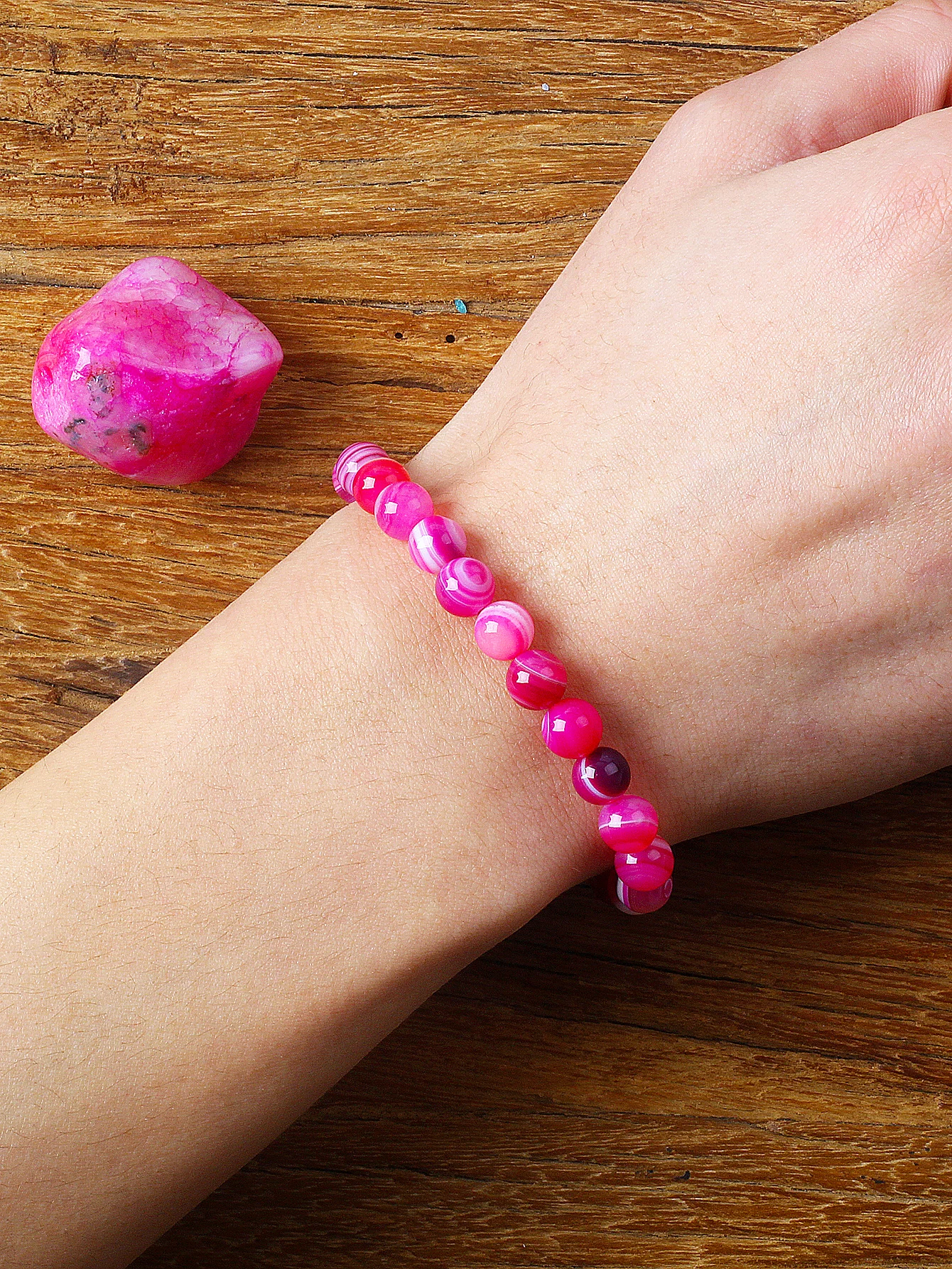 Natural Stone Rose Red Stripes Agate Beads Bracelet Women Men New Genuine Rose Red Carnelian Round Healing Yoga Jewelry Plusera
