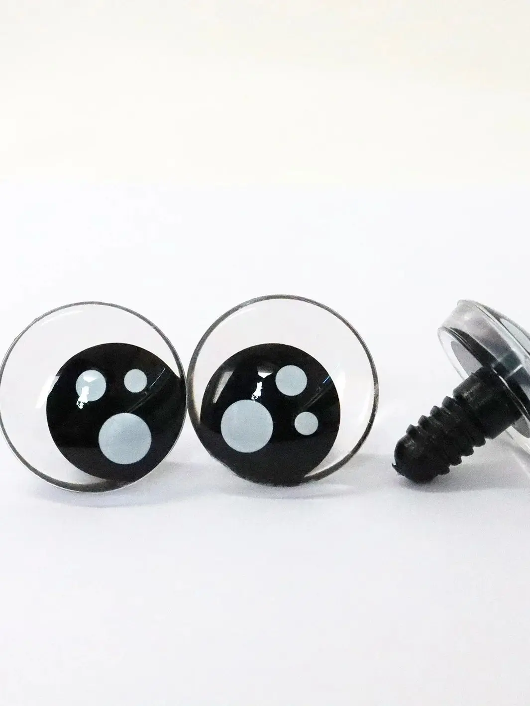 20 Stück Niedliche 25mm Klare Bedruckte Asymmetrische 3D Komische Runde Glitzer-Spielzeugaugen mit Harten Unterlegscheiben für DIY Plüschpuppen-Augen - D12 – Detail 3