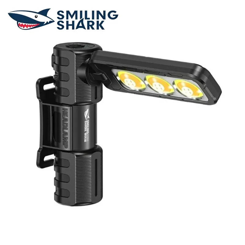 SMILING SHARK Foldable LED Headlamp Magnetic Base Design 2 Color Light Multi Angle Adjustable Work Lighting