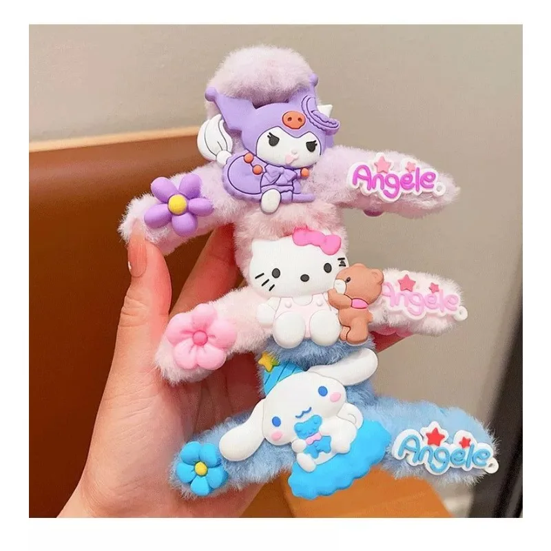 Sanrio Cinnamoroll Cartoon Dolls Barrette Anime Action Figures Kuromi Cinnamoroll My Melody Decoration Q Figurals Cute Girl Gift