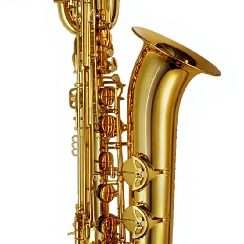 OEM Brass Baritone Saxophone with Eb Tone Gold Lacquer Waterproof Case and Adjustable Features for Wind Instrument Players