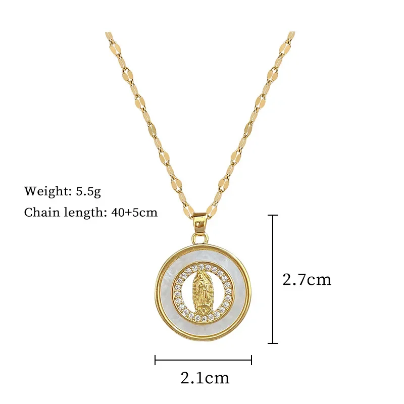 Rotundity Shell  Zircon Gorgeous Goddess Pendant Necklace Female Versatile Collarbone Titanium Steel Chain