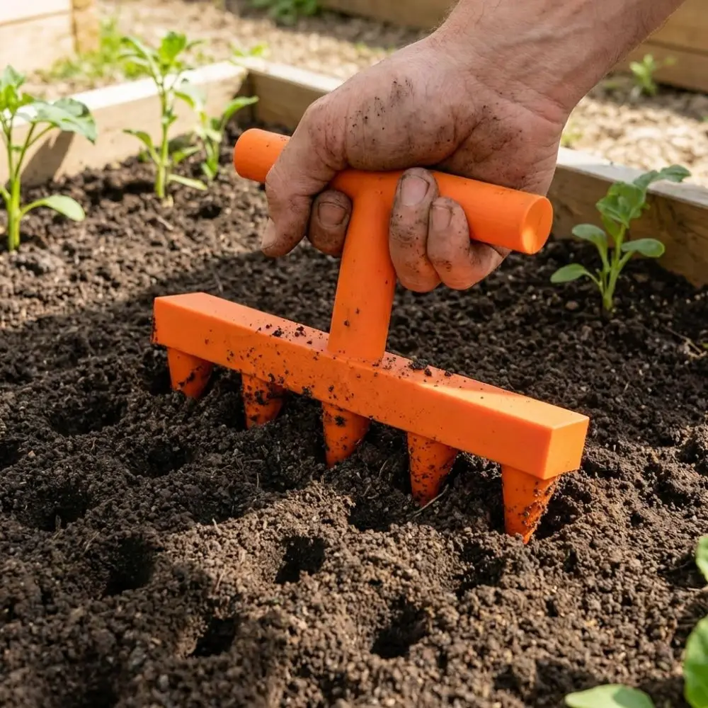 

Plastic Soil Hole Drilling Tool 5-Prong Manual Handheld Sowing Tool Ergonomic Handle Fast Even Seeding Seeder Spreader Planter