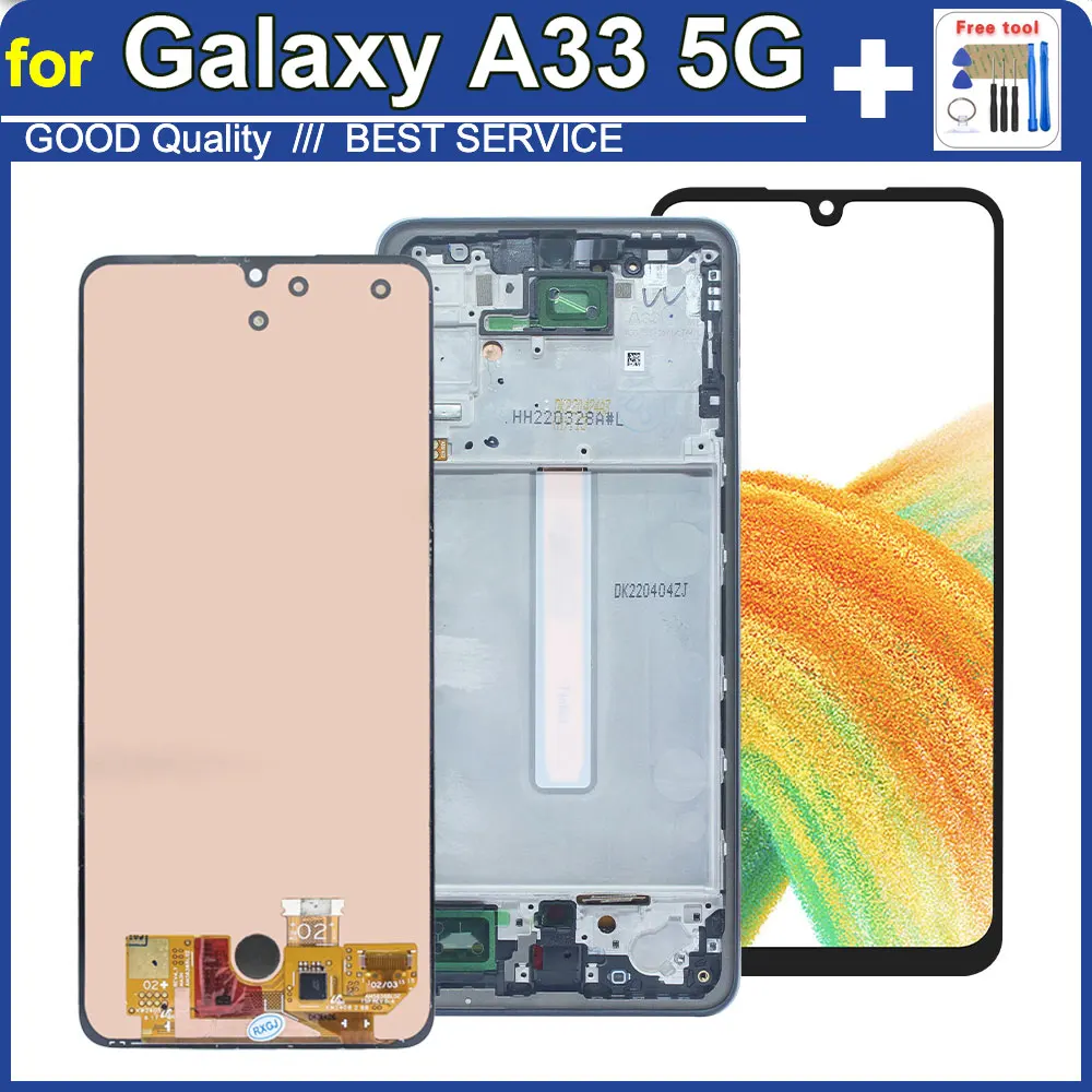 New LCD for Samsung Galaxy A33 5G LCD Display Touch Screen Digitizer Assembly for Samsung A33 A336 Phone LCD Screen with Frame