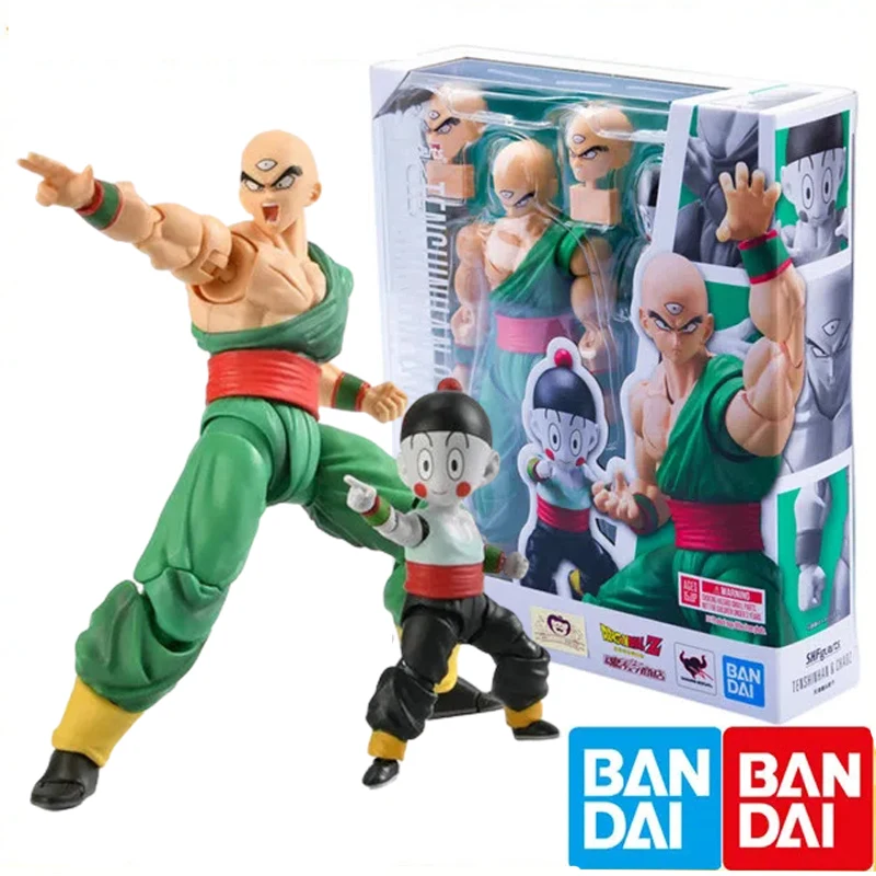 Bandai Original Dragon Ball Shf Tien Shinhan Chiaotzu Figure Anime Collectable Action Figurines Model Doll Children Toys Gift