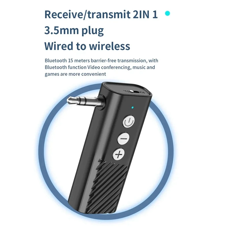 ABGZ-Wireless Bluetooth 5.3 Transmitter Receiver 3-In-1 USB Adapter Audio Receiver Bluetooth Car Charger Aux For TV Speakers