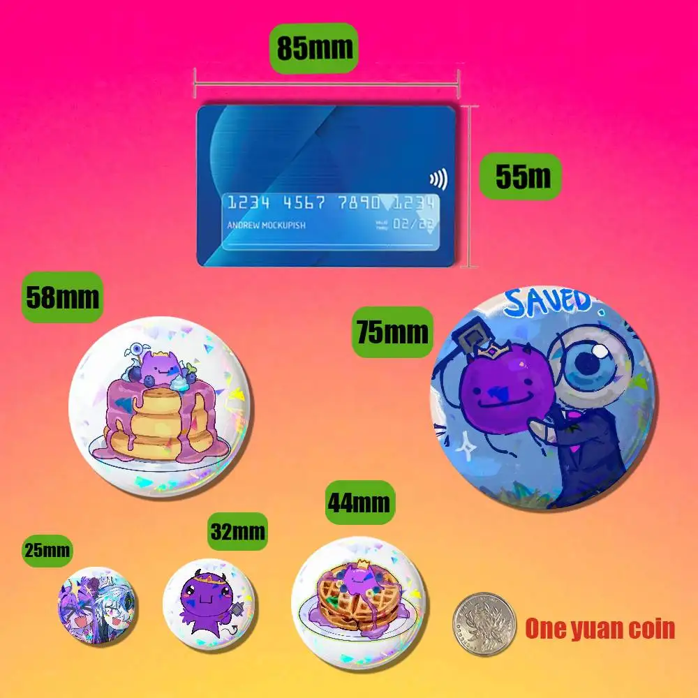 For Tax Duo Egg Chan Wemmbu Badge Cover DIY Pin Insignia Emblem Button Round Gift Cosplay Laser Film Case