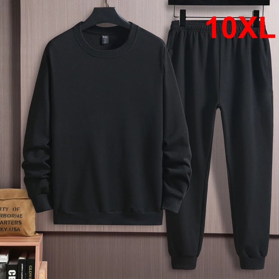 Tuta da uomo Jogger Sportswear primavera autunno Suit uomo pantaloni della tuta felpa moda Casual Solid set Plus Size 10XL