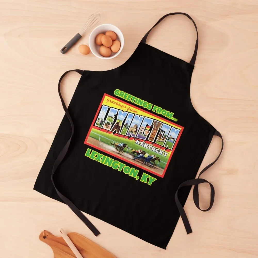 

Lexington Kentucky Postcard Art, Greetings From Lexington Apron Chef Accessory Kitchen Tools Accessories Apron