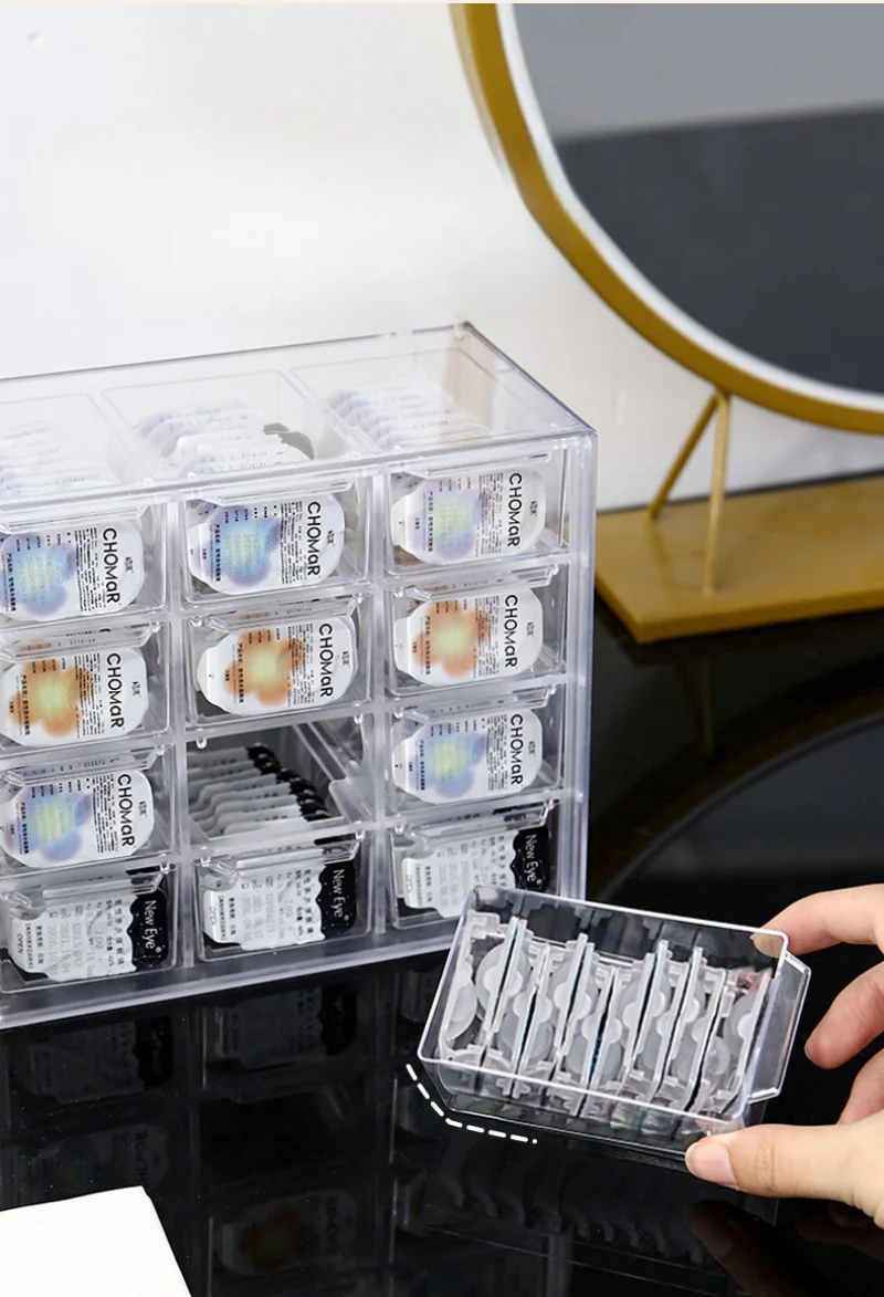 Daily Disposable Contact Lenses Cases INS Beauty Contact Lens Storage Box Dust-proof Pupil Box Portable Acrylic Drawer Organizer