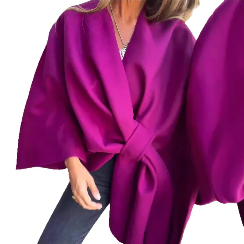 2025 New Autumn and Winter Loose Women's Autumn and Winter Loose V-neck Shawl Cape Jacket Jacket for Women