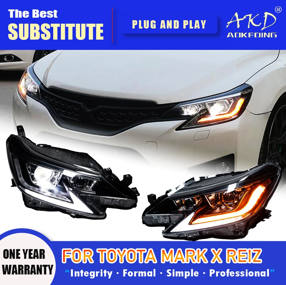 

AKD Head Lamp for Toyota Reiz Mark X LED Headlight 2013-2017 Headlights Reiz DRL Turn Signal High Beam Angel Eye Projector Lens