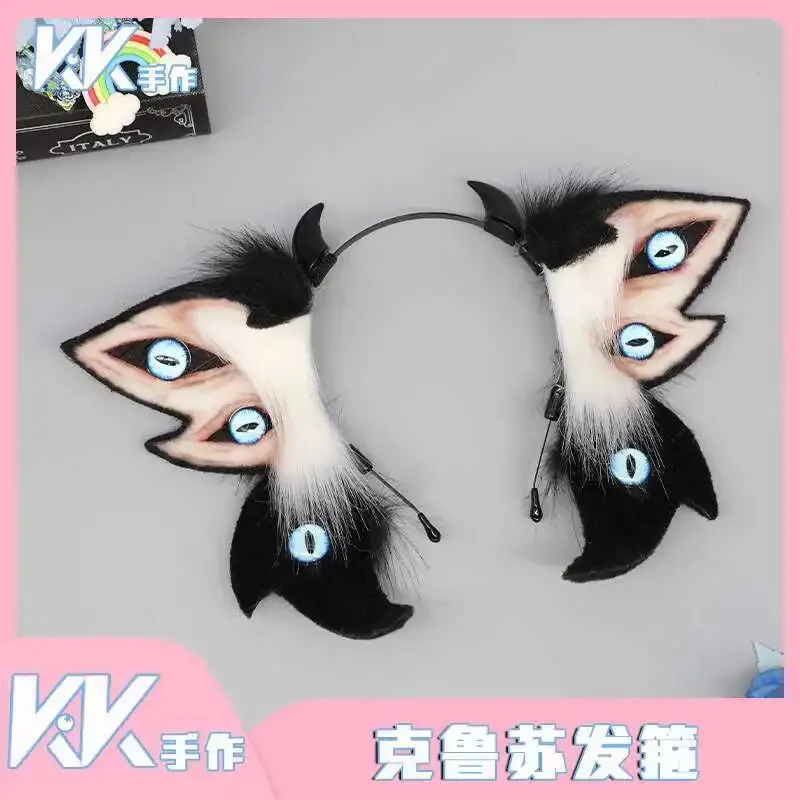 Dy20new chegada halloween diabo orelhas cocar comic-con traje simulação olhos animais orelhas de pelúcia hairband preto acessórios de cabelo