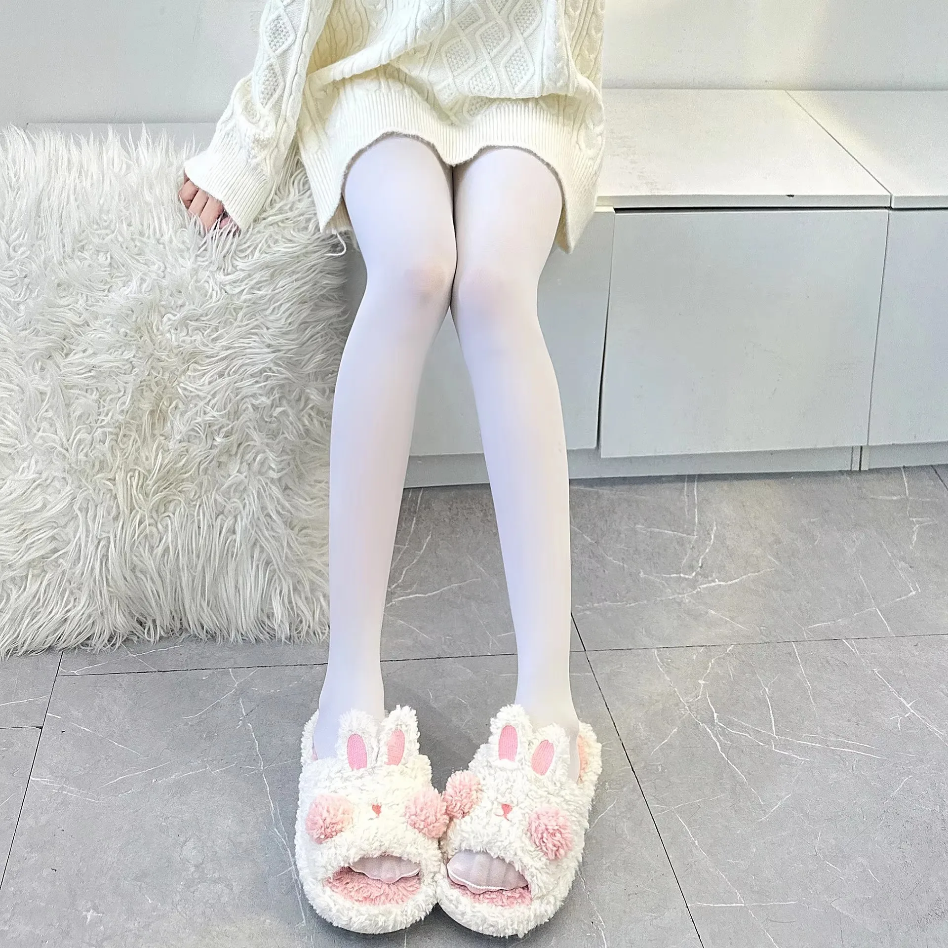 Autumn/ Winter Thick Warm Slim fit Tights Opaque Thermal Stretch Leggings Comfortable White Stockings Lolita Pantyhose for Women