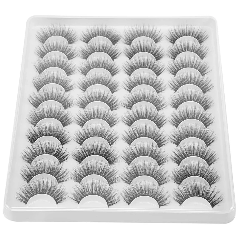 20 Pairs 3D Chemical Fiber Lashes Natural False Eyelashes Dramatic Volume Fake Lashes Makeup Extension Eyelashes