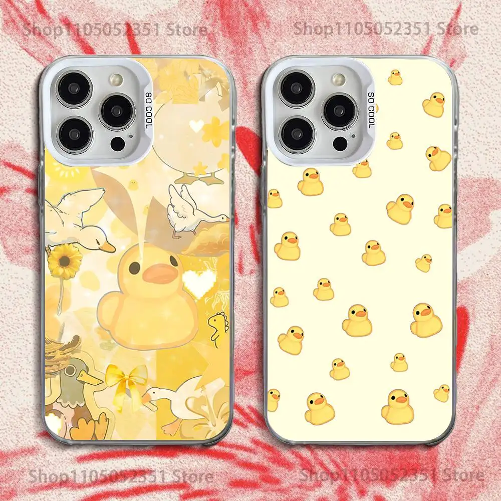 

Yellow Cute Duck Phone Case For iPhone 16,15,14,13,12,11,Pro,XS,Max,Plus,Mini,SE White Candy Matte Shockproof Cover
