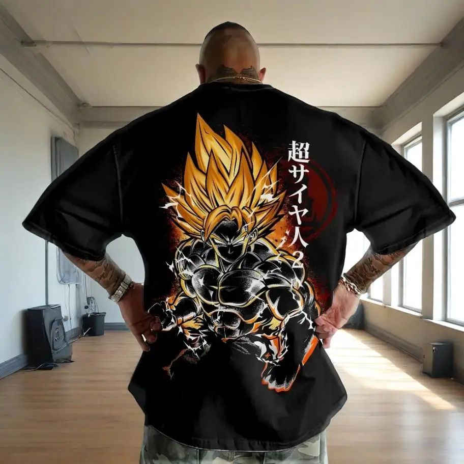 

Japanese Animation Dragon Ball Pure Cotton Round Neck Short Sleeve Casual Loose Retro Fashion Street Youth Trend Couple T-shirt