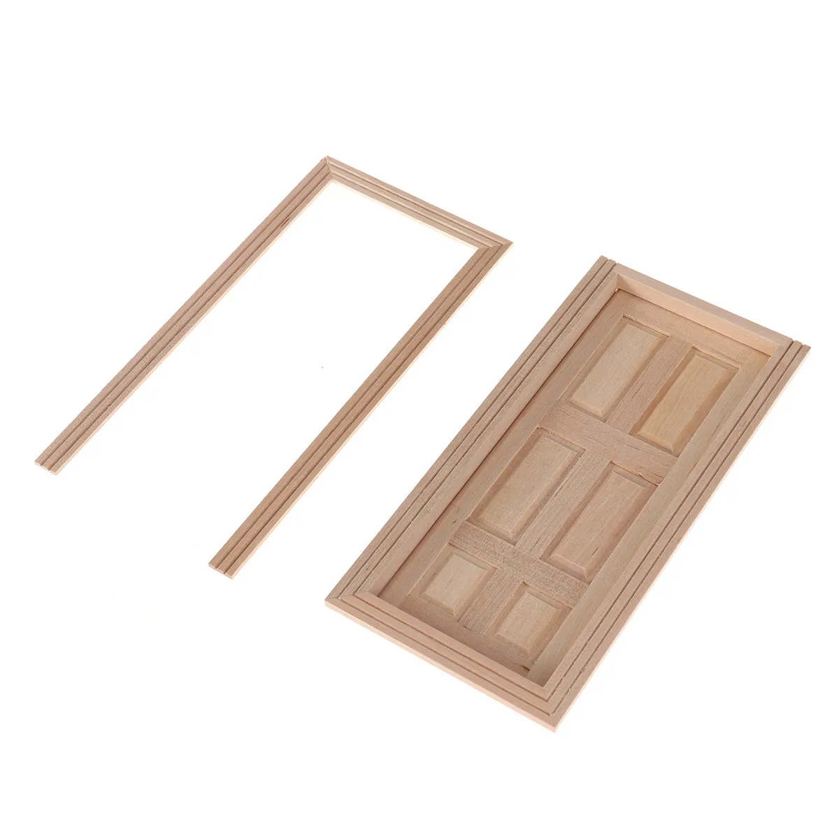 

18 X 85 Cm 1:12 Miniature Wooden Door for Dollhouse DIY Natural Finish Unpainted Interior Door Panel 6-Panel Mini House