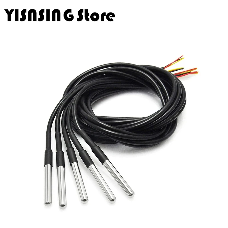 5/10 pcs DS18b20 temperature sample temperature sensor 1M 2M 3M DS1820 Stainless steel package Waterproof 18B20 100cm/200cm/300c