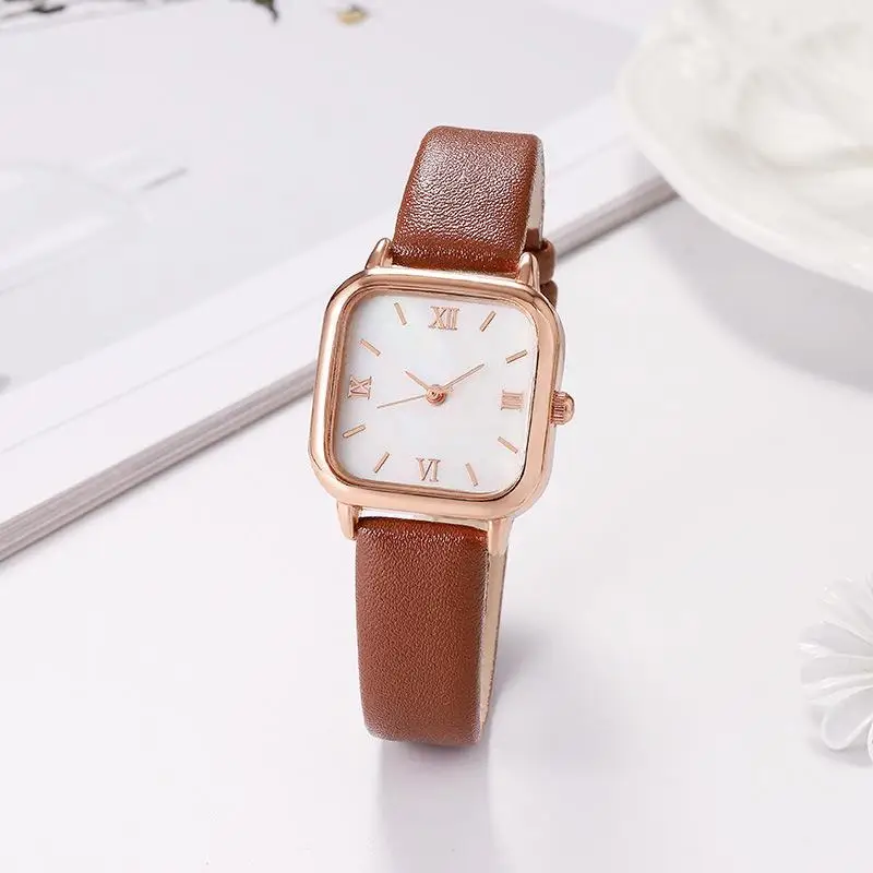 New small square watch shell surface Roman scale leisure belt quartz watch junior high school students ladies quartz watch