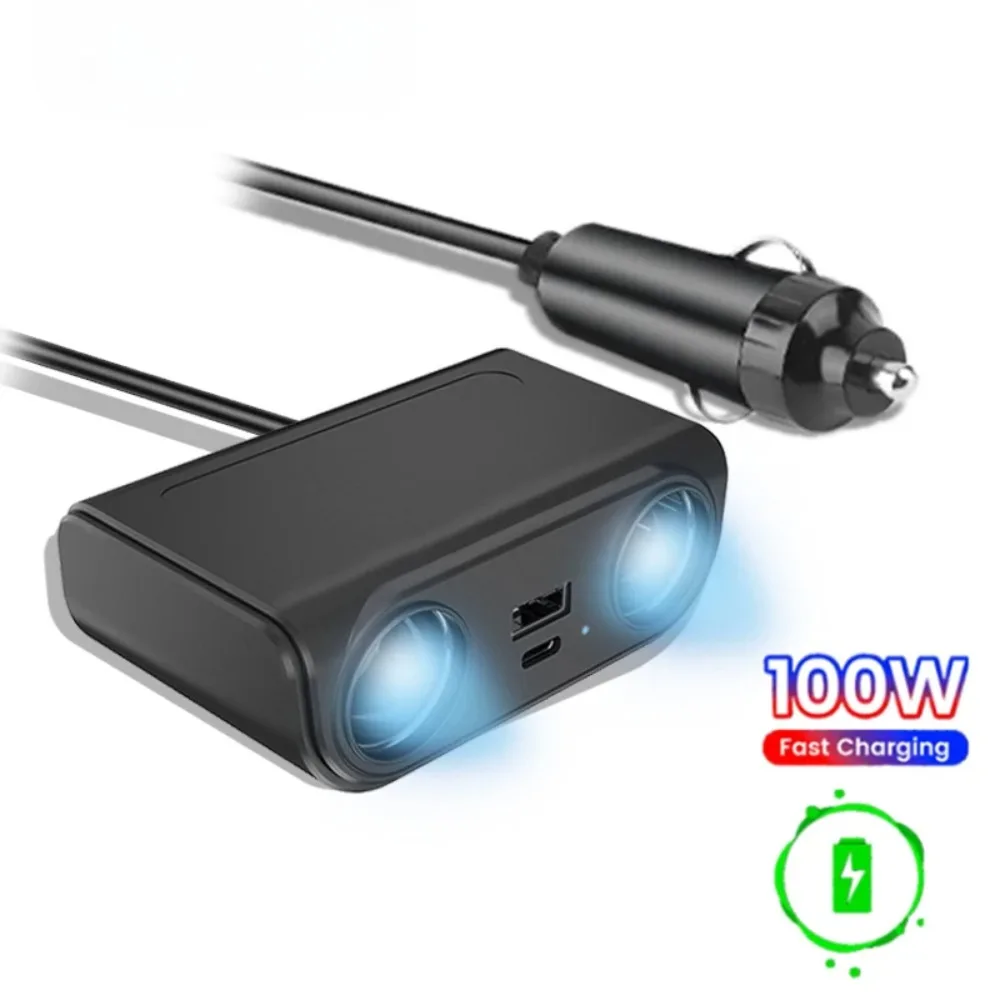 

12V/24V Universal Car Charger Splitter 2-way Cigarette Lighter 60W Car Socket Splitter Car Power To USB Adapter 5V/2.4A Output