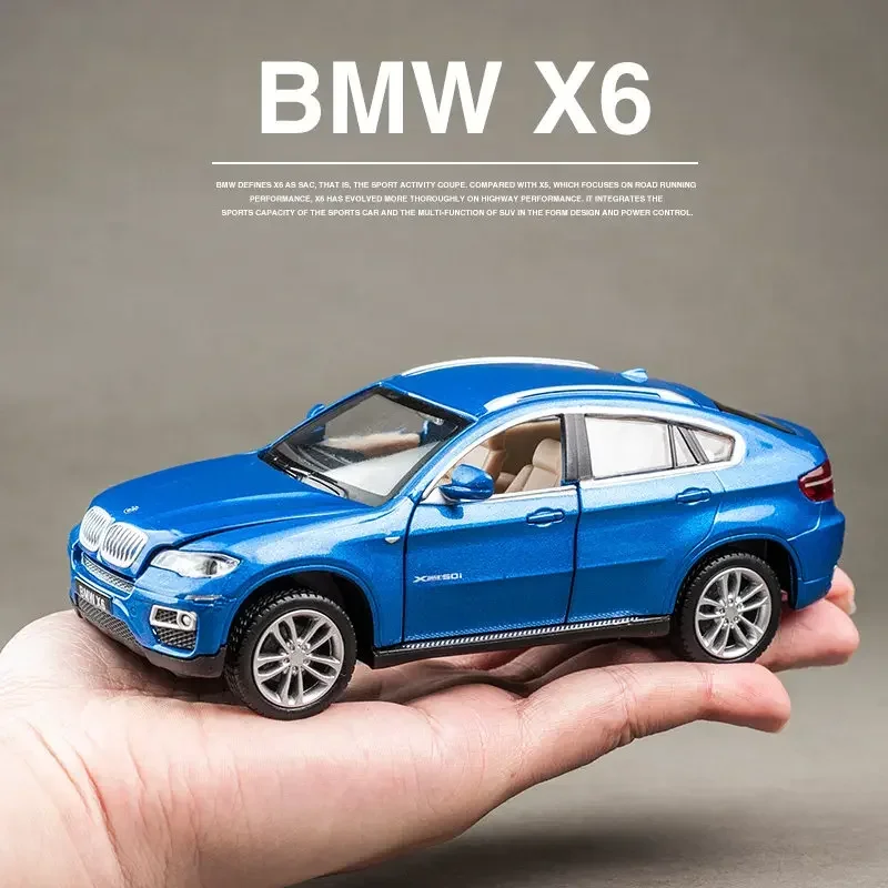 1:32 BMW X6 SUV Alloy Muscle Car Model Sound and Light Pull Back Children's Toy Collectibles Birthday gift