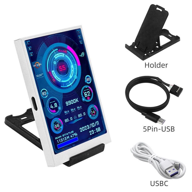 3,5 inch Type-C secundair scherm voor computer CPU RAM GPU HDD Monitor 320*480 IPS LCD ISB Display TURZX Software GEEN AIDA64 - afbeelding 1