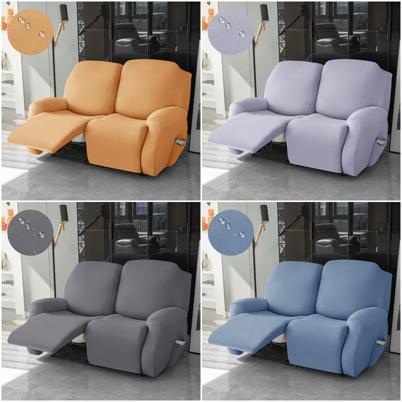 2 Seater Water Repellent Recliner Sofa Cover Lazy Boy Relax Couch Slipcover Anti-dirt Solid Color Sofa Coushion for Living Room