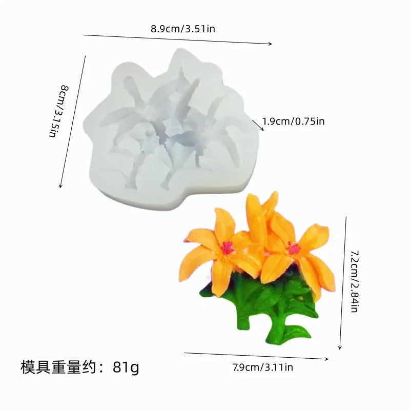 Flower Tulip fondant silicone mold aromatherapy gypsum epoxy DIY chocolate cake decoration baking tool