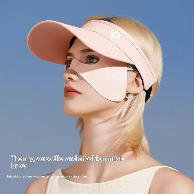 1Pcs Solid Color Sunscreen Eye Patches Summer Ice Silk Mask Sunscreen Face Scarf UV Protection Sunscreen Veil Face Cover Riding