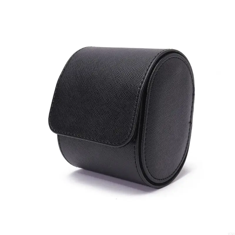 

97QE Black PU Leather Watch Roll Single Watch Travel for Case