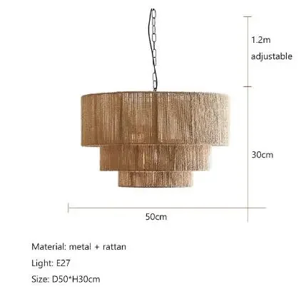 Imagem -03 - Retro Hemp Rope Tassel Lamp Lustre para Sala de Estar Quarto e Jantar Decoração para Casa Criativa