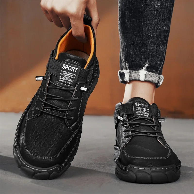 Plus Size Hand Sewn Men's Chelsea Boots Thick Soled Outdoor Casual Men's Snow Boots