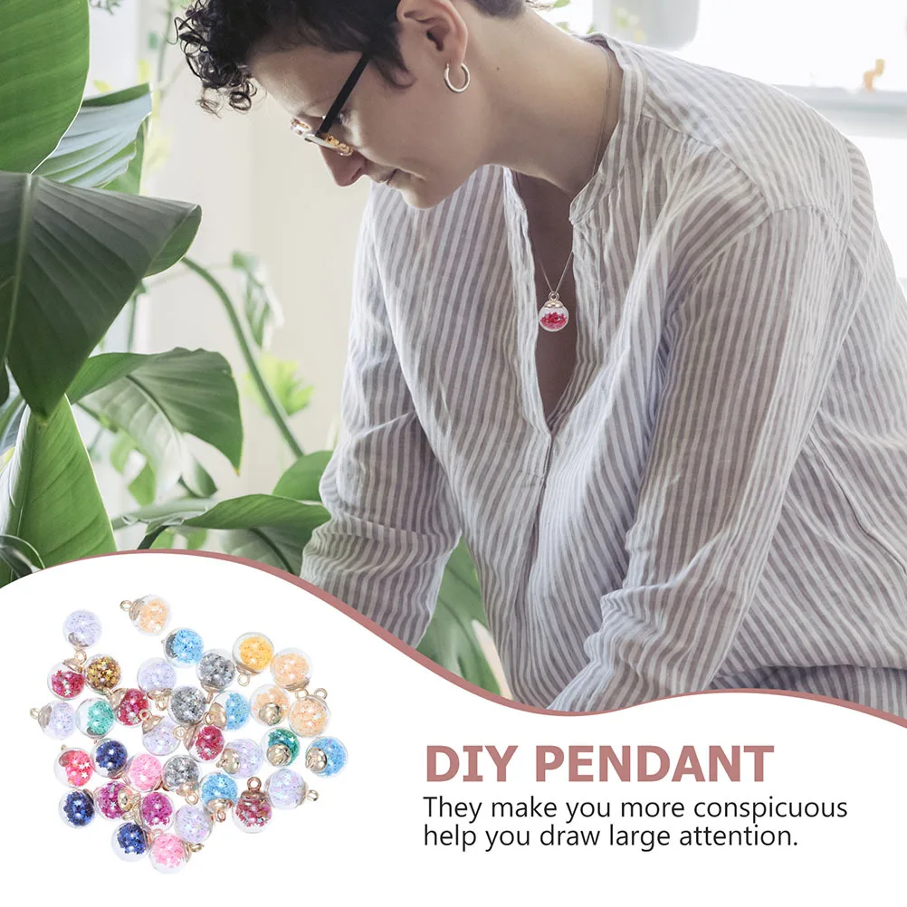 

60Pcs DIY Glass Ball Charms Star Pattern Exquisite Loose Beads for Jewelry Making Pendant Earrings Keychain Decor Crafting