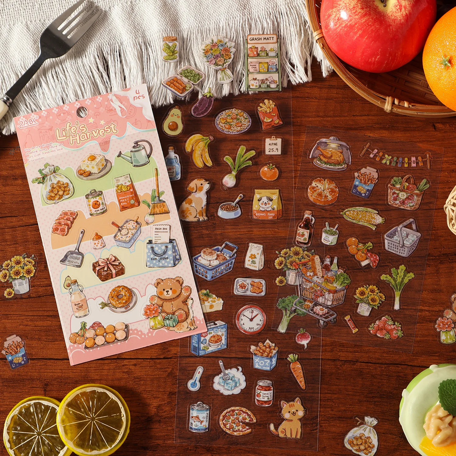 4pcs/1lot Kawaii Scrapbook Stickers Happiness Guide  Junk Journal Gold Planner Stationery Sticker Decorative
